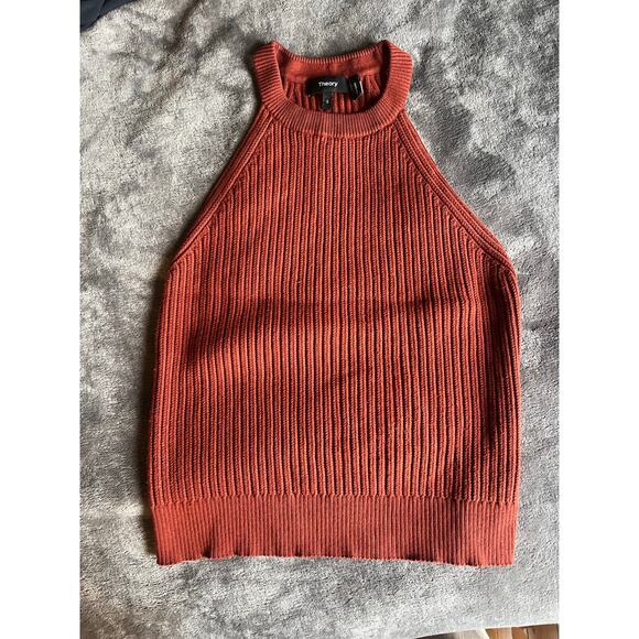 Theory Waxson Ribbed Knit Halter Tank Top in Size Small - Picture 2 of 6